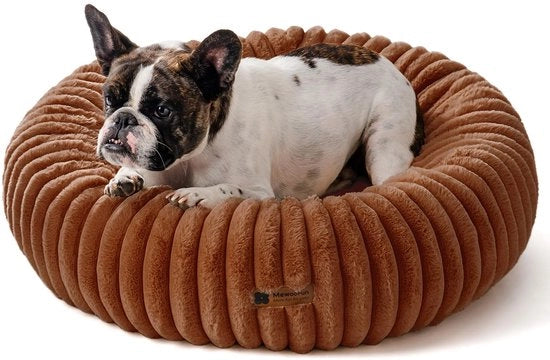 Letto per Piccoli Cani in Cuoio, Culla per Cani con Fondino Antiscivolo, Culla per Cuccioli con Cuscino morbido (Caffè, 76x76x20cm)