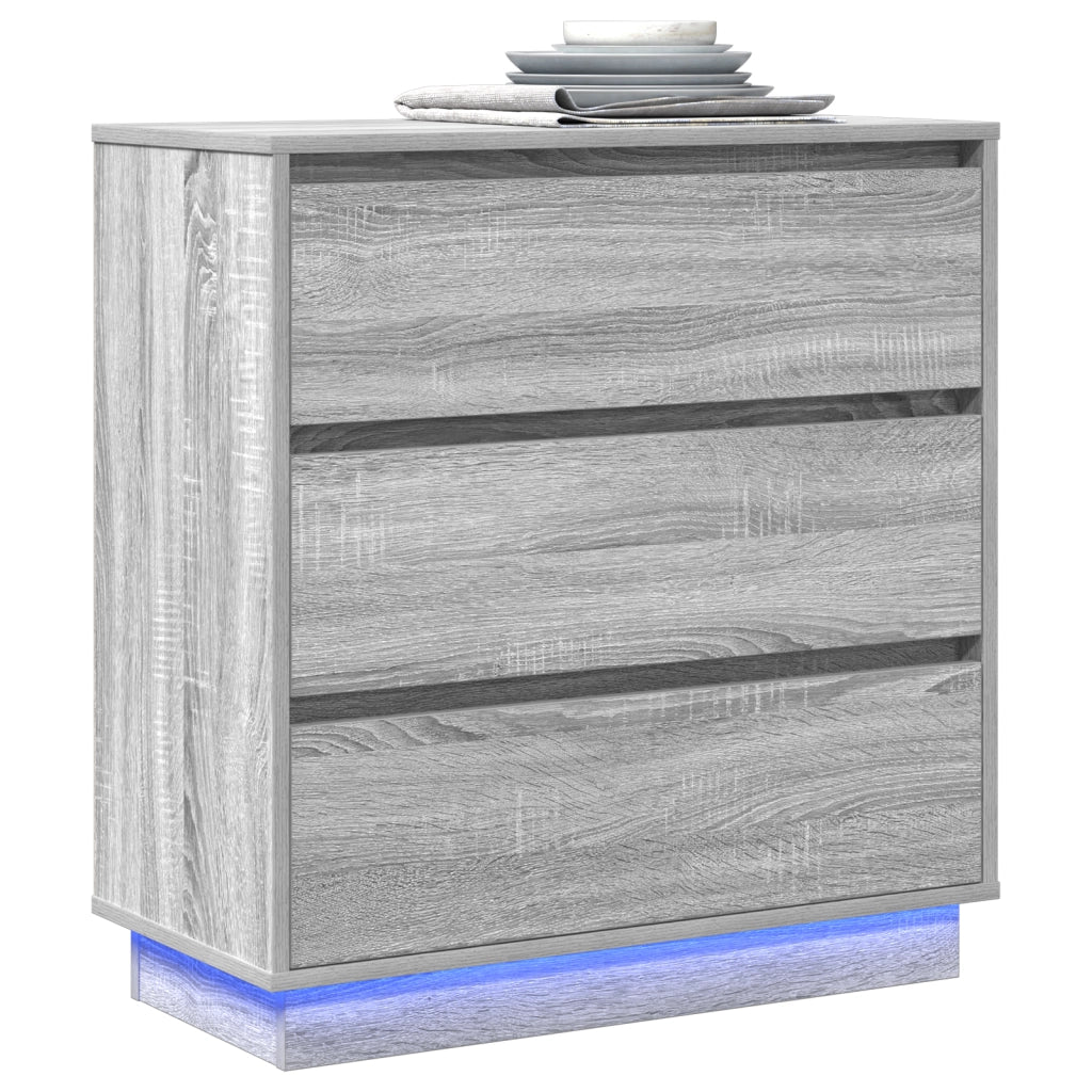 Comodino  con LED Grigio Sonoma 71x34,5x75 cm Legno ingegnerizzato
