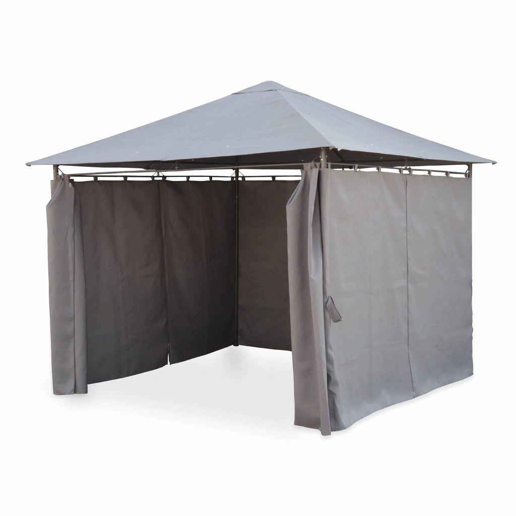 Gazebo da giardino 3x3m struttura in alluminio con tende scorrevoli,