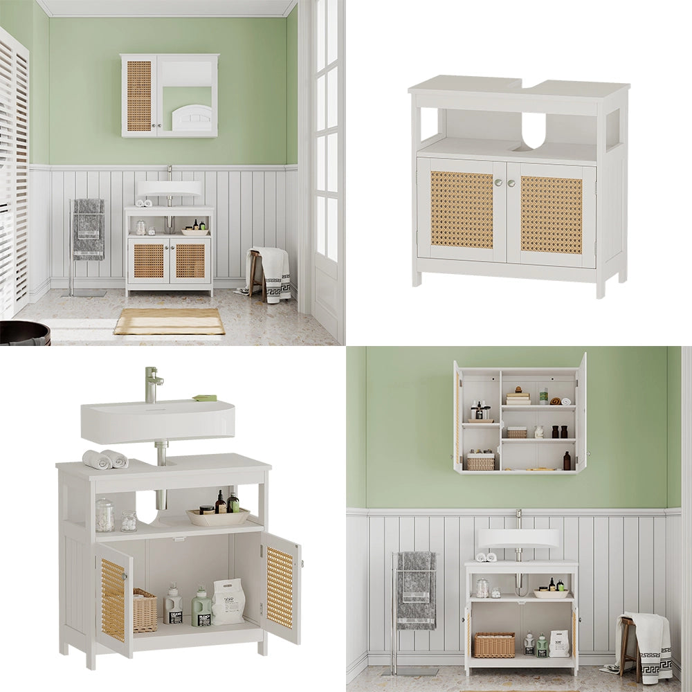 Vicco Mobile sottolavabo per bagno Bianco 60 x 60 cm con 2 ante e vano a giorno