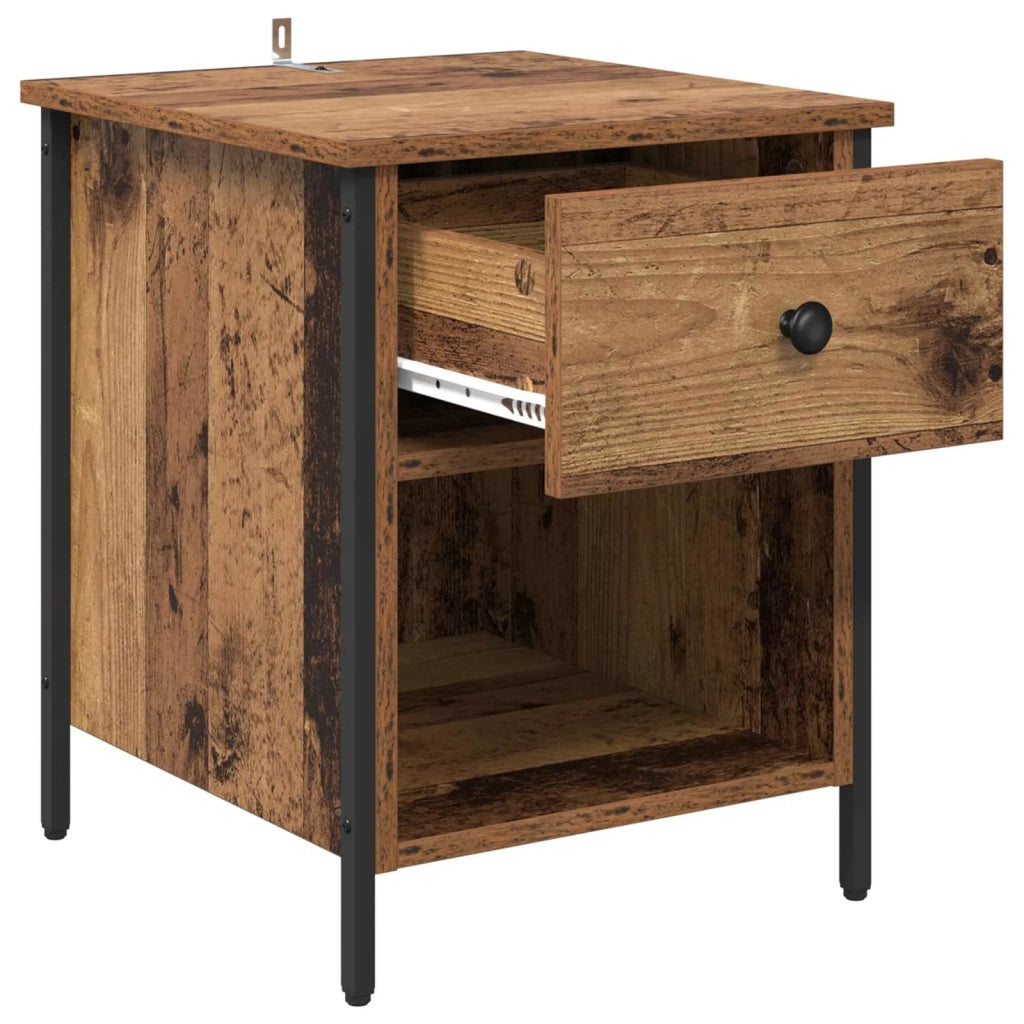 Comodino | Armadio da Notte | Mobiletto da notte con cassetto Legno vecchio 40 x 42 x 50 cm