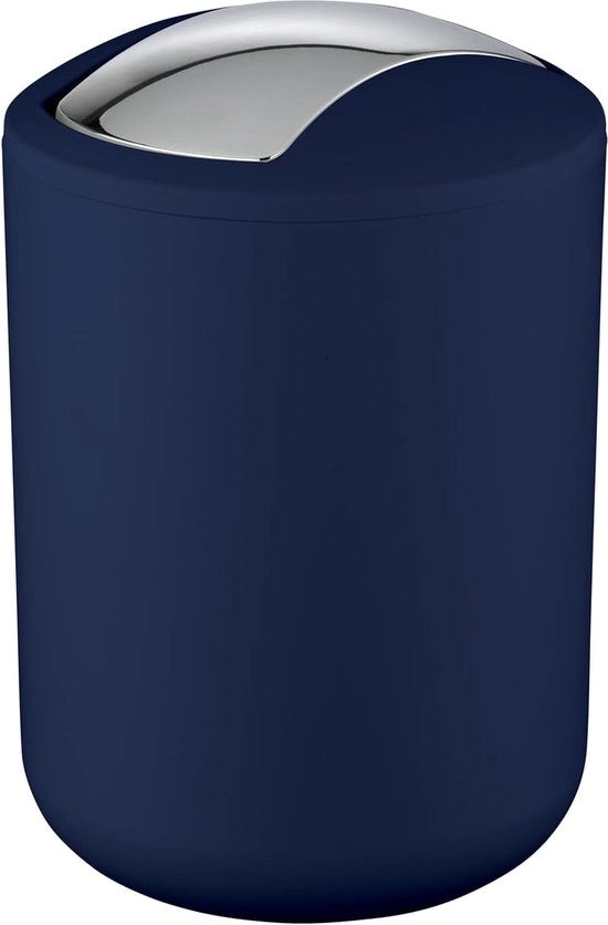 Afval emme con coperchio oscillante, blu scuro, S - emme per cosmetici, assolutamente resistente, plastica (TPE), 14 x 21 x 14 cm, blu scuro