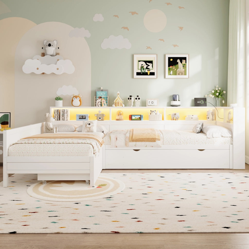 letto piattaforma in legno bianco 225 x 314.5 cm