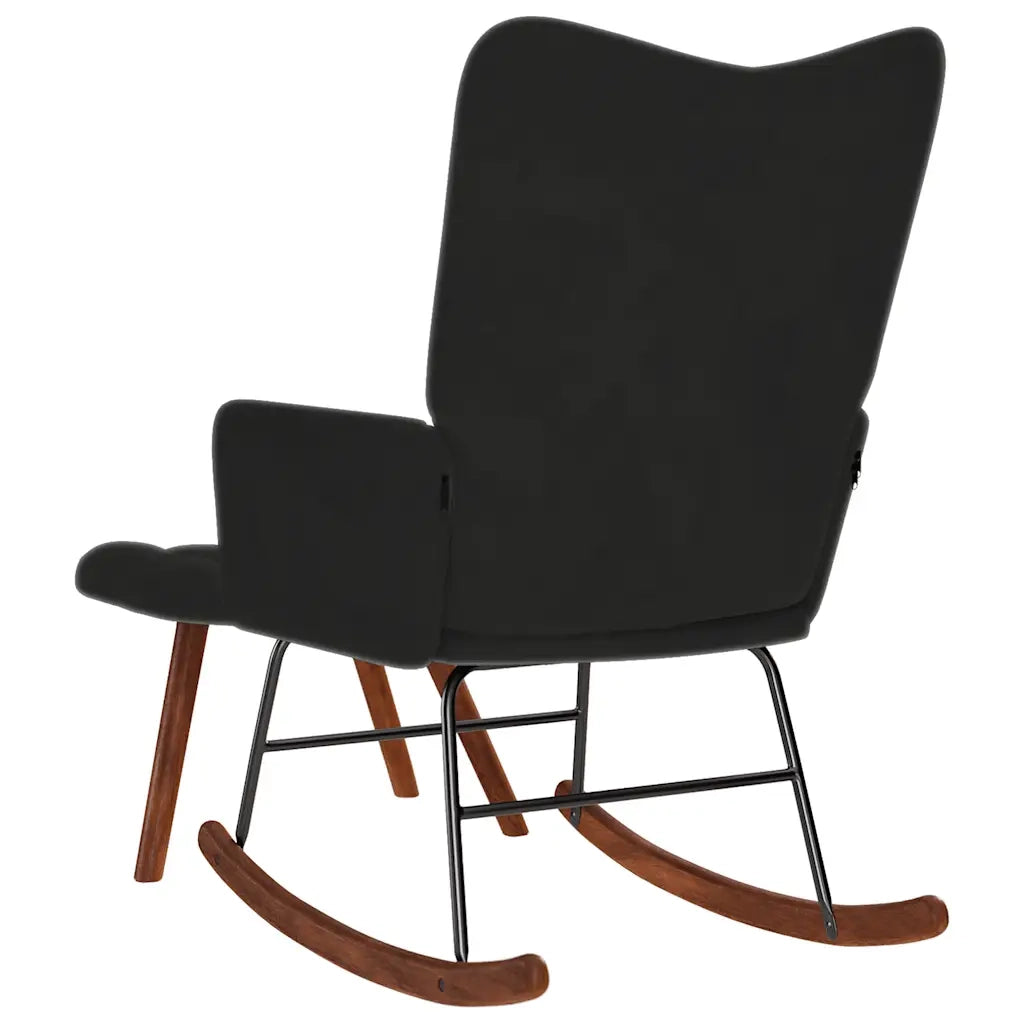 Sedia a dondolo con sgabello in velluto nero CFW5690627