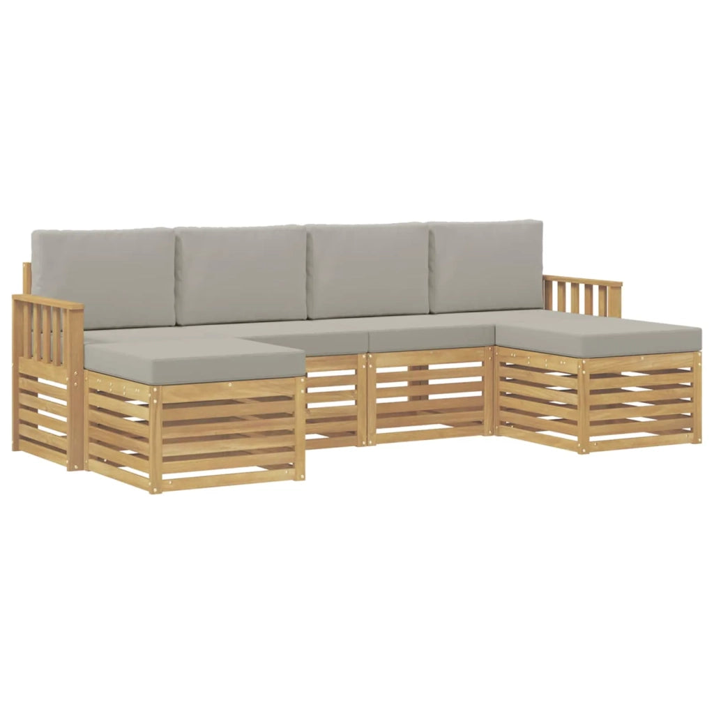 Set di divani da esterno 5 pcs Bianco e Grigio Chiaro
