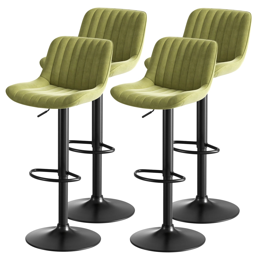 Sgabello da bar girevole in velluto con altezza regolabile, schienale ergonomico e seduta confortevole, verde