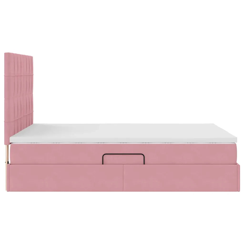 Letto con contenitore e materasso Rosa 140 x 190 cm Velluto 3372032