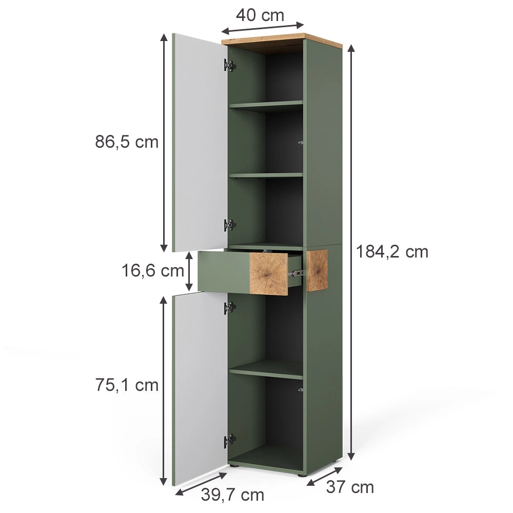 Vicco Armadio per il bagno Verde/Artigianale 40 x 184.2 cm