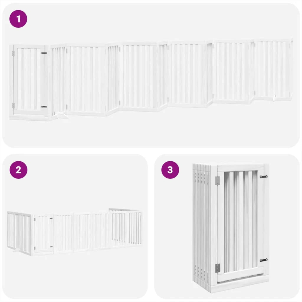 Cancelletto di sicurezza per animali domestici porta pieghevole 12 pannelli legno di pioppo bianco 02_0023164