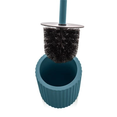 Scopino wc blu in ceramica soft touch con setole nere Spring