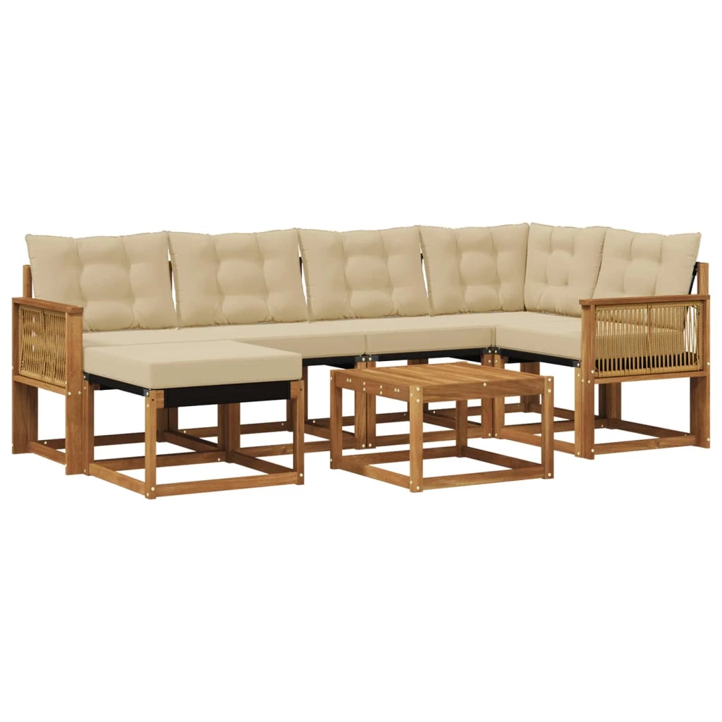 Set di divani da esterno 7 pz Naturale e Beige 3382085
