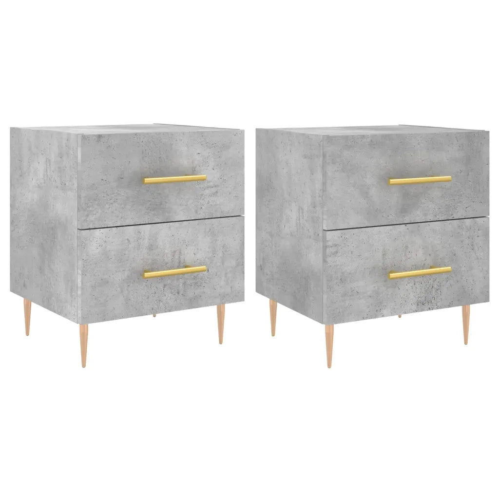 Comodini 2 pz-Set di 2 Tavolino da notte Grigio Cemento 40x35x47,5 cm in Legno Multistrato 294924