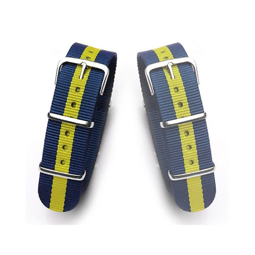 Trade Shop - Cinturino In Nylon Universale Ricambio Orologio Larghezza 20mm Blu Giallo -