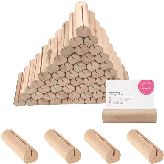 60 pezzi di cartellini in legno, supporti per tovaglioli, supporti per menu, cartellini per menu in legno massello, decorazione per tavola da pranzo e da festa