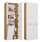 Mobile bagno NEL 1k DD scaffale colonna con koszem per bucato rovere artisan e bianco