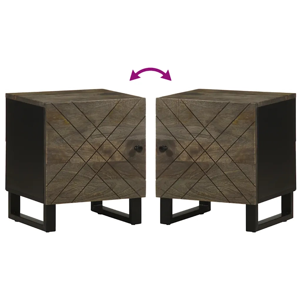Comodino | Armadio da Notte | Mobiletto da notte Nero 40x33x46 cm in Legno Massello di Mango