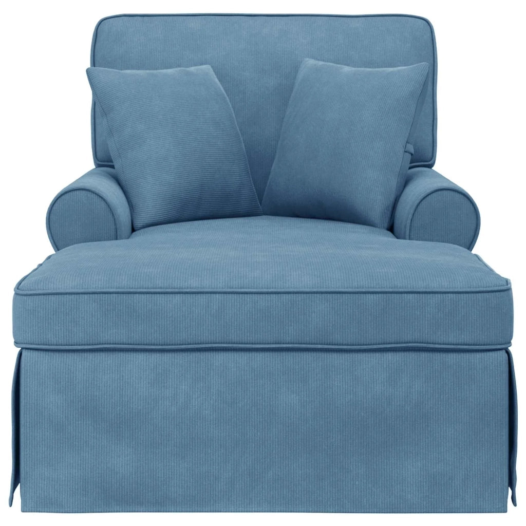 Chaise Longe con Gonna con cuscino 3 pz Blu Tessuto in Cords CFW6190751