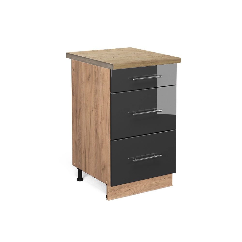 Mobiletto base per cucina Fame-Line Antracite lucido/Rovere dorato 50 cm, PL Rovere Vicco
