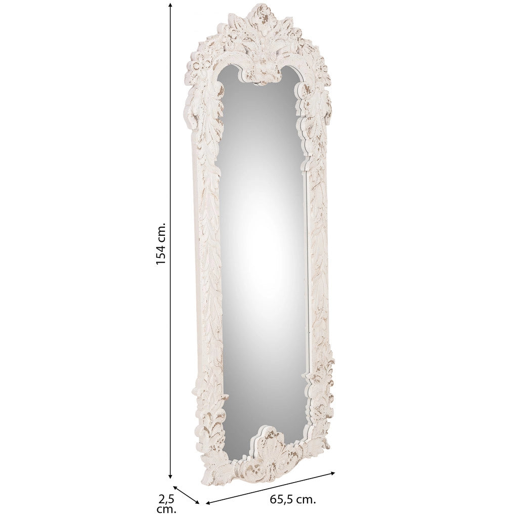 Specchio in legno bianco, 65,5x2,5x154 cm (altezza)