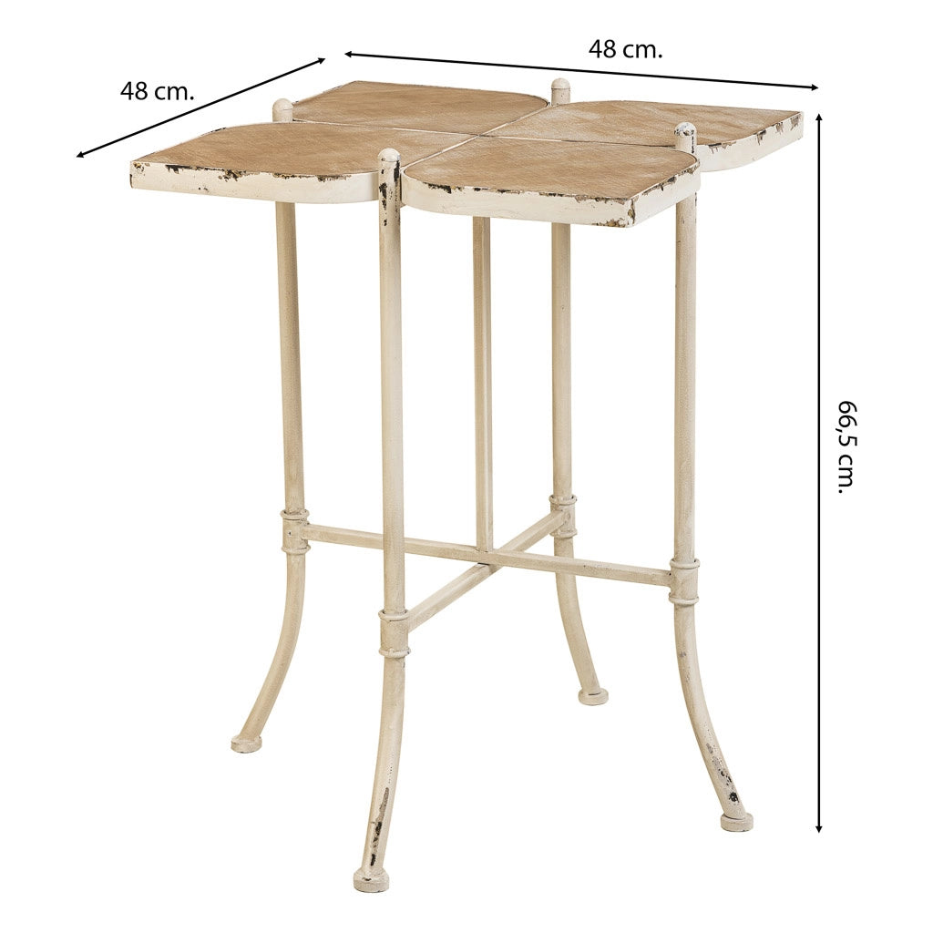 Tavolino in legno bianco e metallo 48x48x66,5h