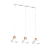 Lampada a sospensione Seco in acciaio bianco opaco e legno