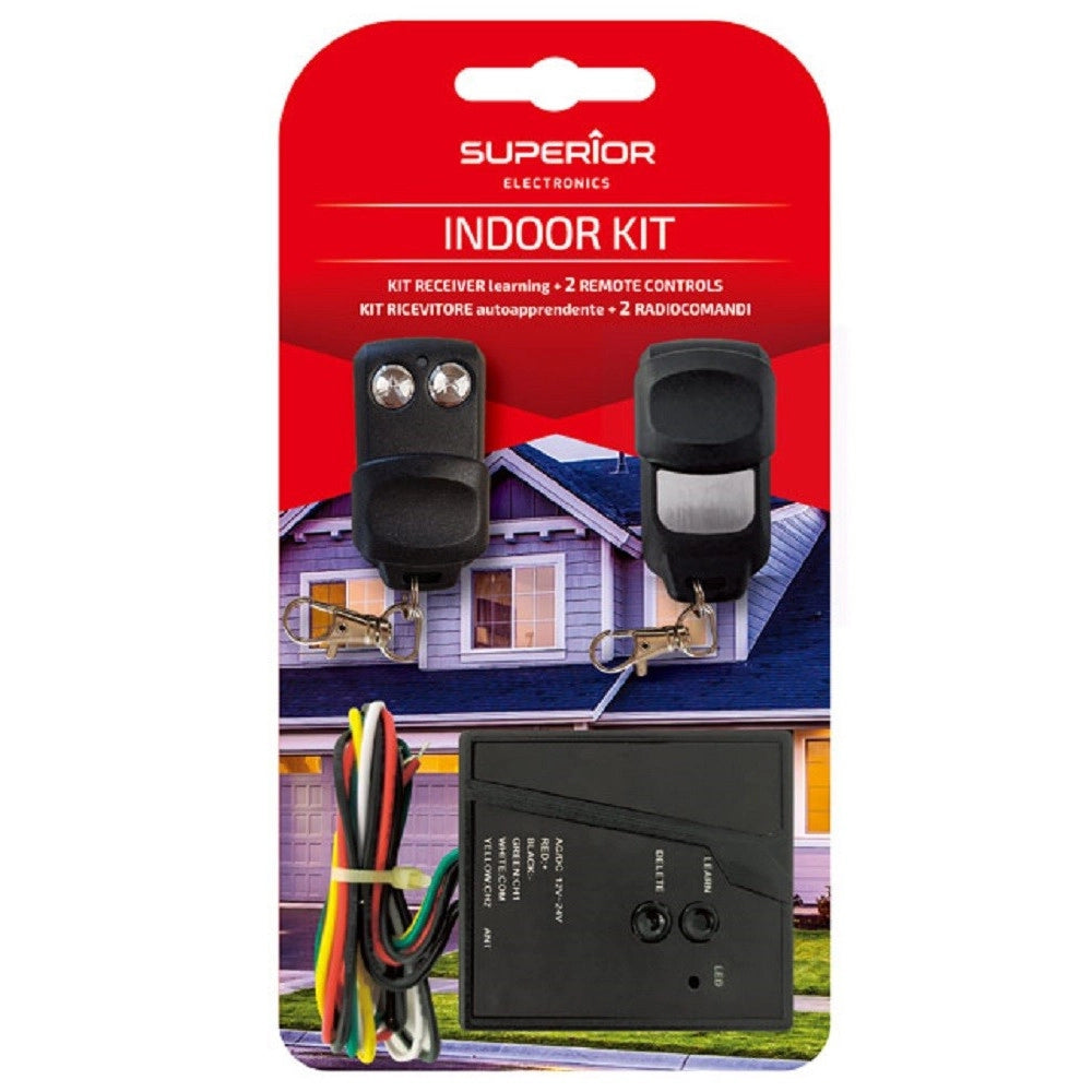 Trade Shop - Kit Ricevente Autoapprendente 2 Telecomandi 2 Canali Indoor Per Serrande Cancelli -