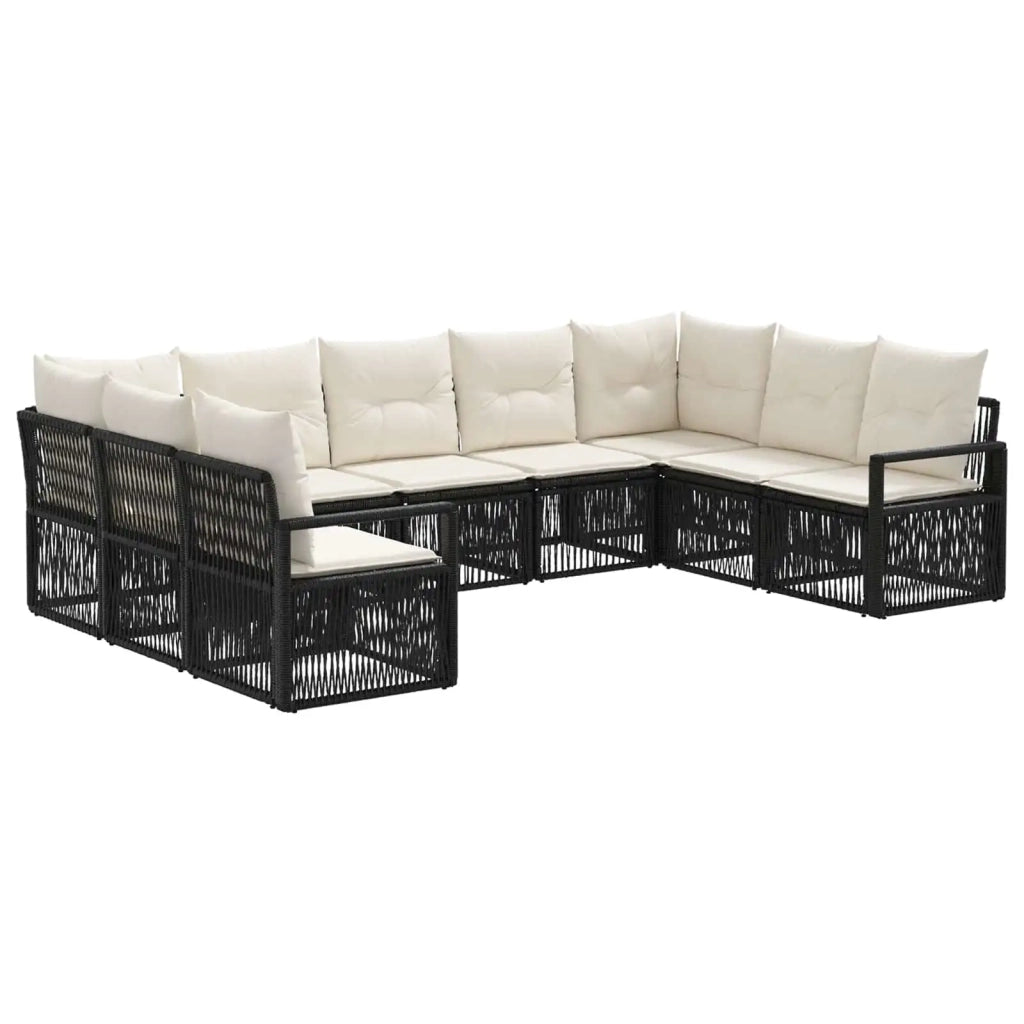 Set Divano da Giardino 9 pcs Nero polyrattan 3435814