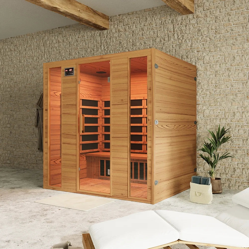 Sauna ad infrarossi 148x188 cm H188 in legno Hemlock con radio integrata | Oulu