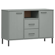 Credenza | Madia | Buffet da pranzo | Armadio da pranzo Gambe Metallo Grigio 113x40x77 cm Legno Massello OSLO