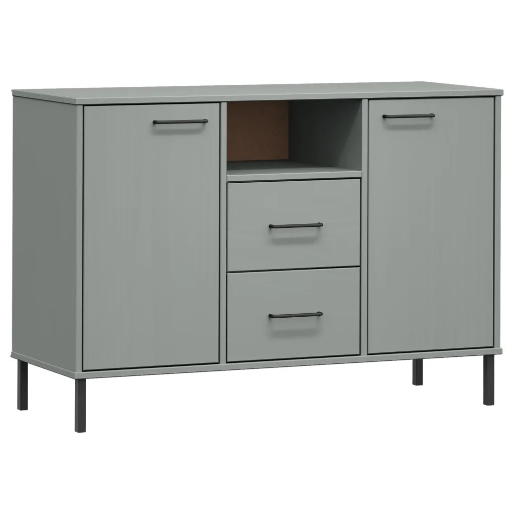 Credenza | Madia | Buffet da pranzo | Armadio da pranzo Gambe Metallo Grigio 113x40x77 cm Legno Massello OSLO