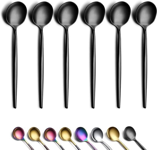 Set di cucchiai per caffè - 6 pezzi - acciaio inossidabile - rivestimento titanio - cucchiai da tè mini - resistente alla lavastoviglie