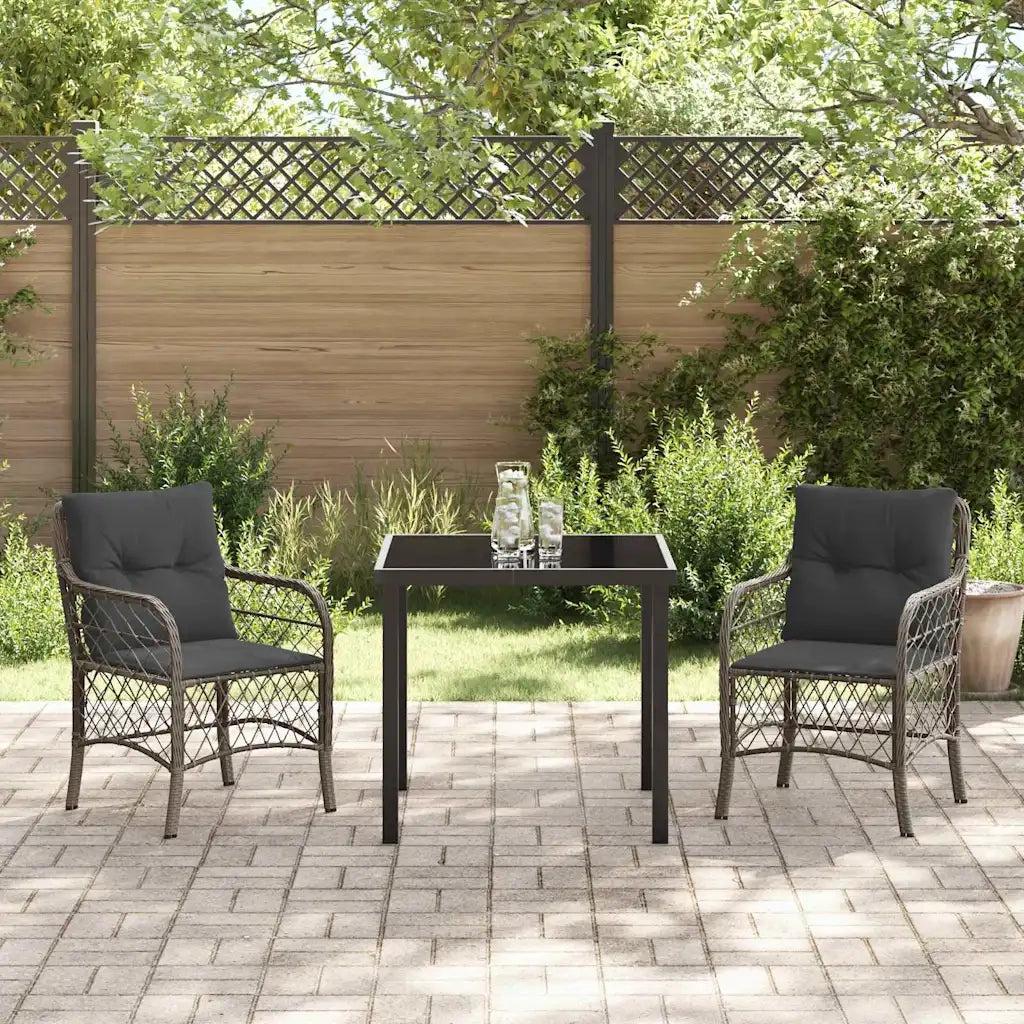 Set da Pranzo per Giardino con cuscino 3 pcs Grigio polyrattan 3380218