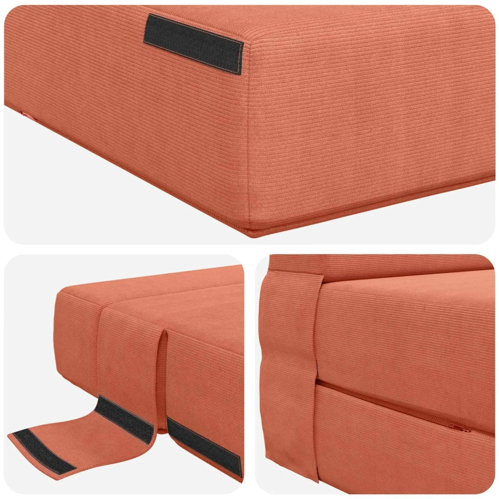 Divano Letto Pieghevole Rosso Arancio 152 x 86,5 x 60 cm 900135