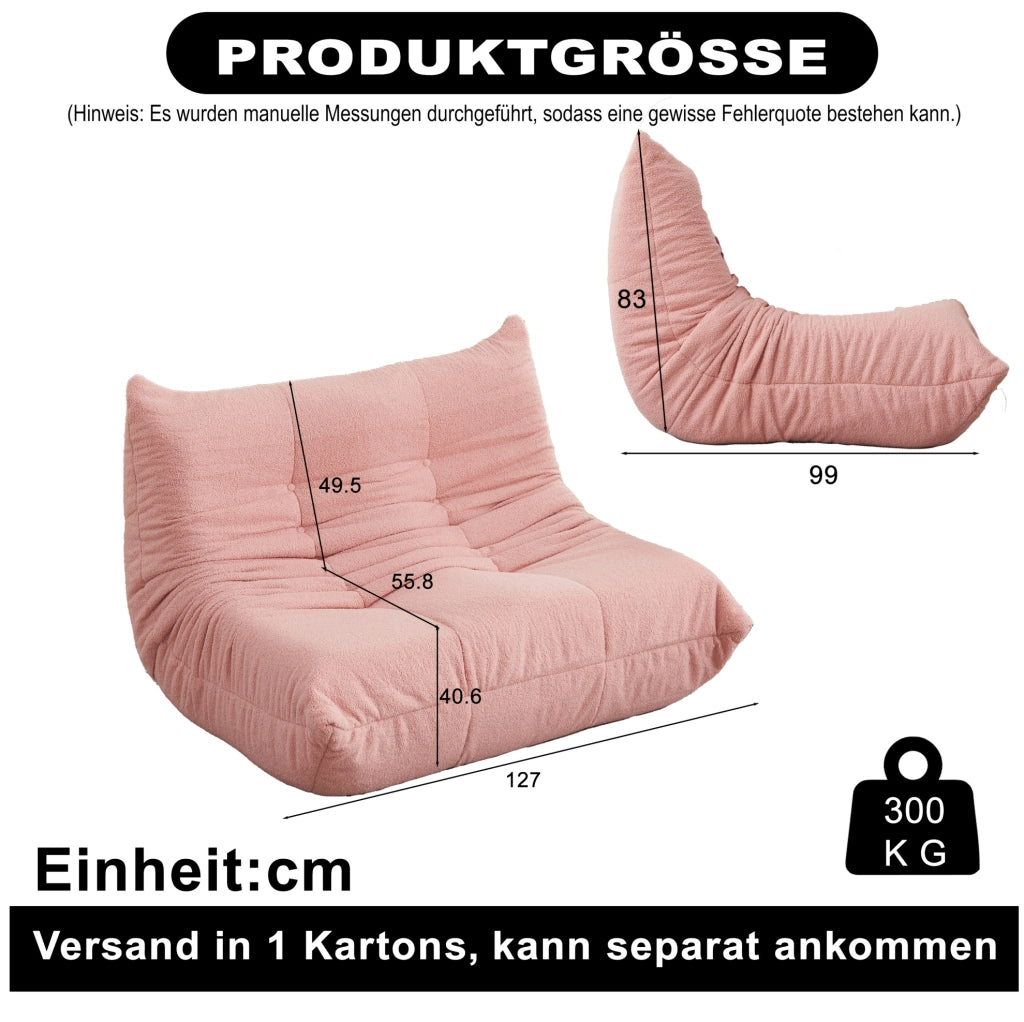 Poltrona lounge modulare rosa in ciniglia teddy, senza montaggio
