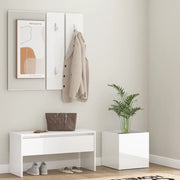 Set di Mobili da Corridoio Bianco Lucido in Legno Multistrato 3082059