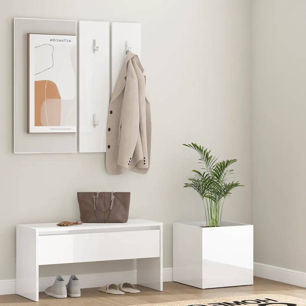 Set di Mobili da Corridoio Bianco Lucido in Legno Multistrato 3082059