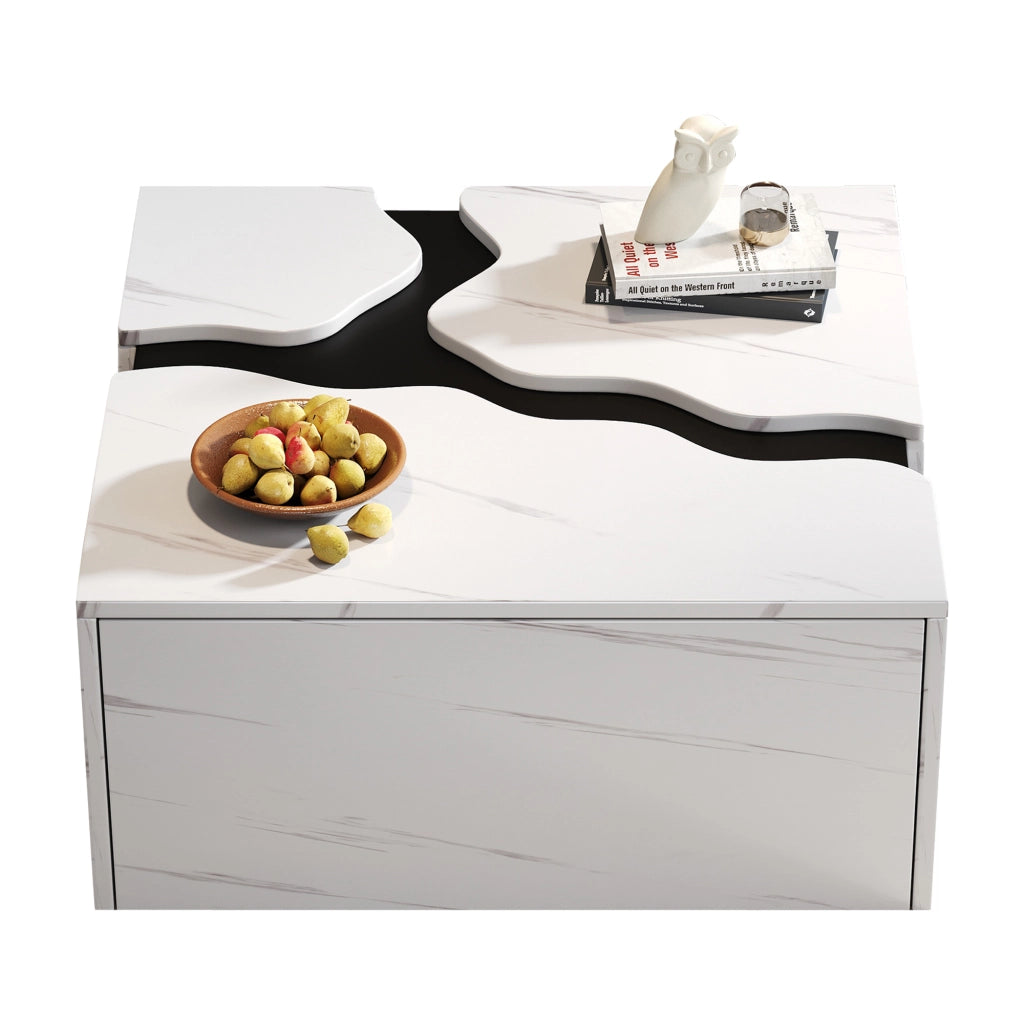 Tavolino da Caff¨¨ con Cassetto Effetto Marmo ¨C Xylo ¨C 70x70x31 cm