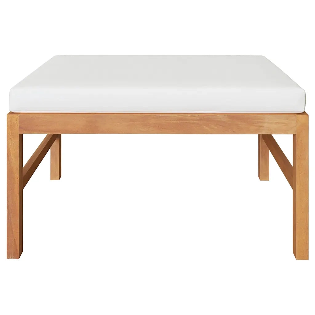 Poggiapiedi con Cuscino Crema in Legno Massello di Teak 316106