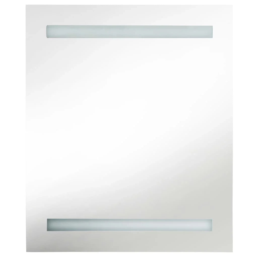 Mobiletto da bagno con specchio LED 50 x 13,5 x 60 cm bianco e argento 02_0006561