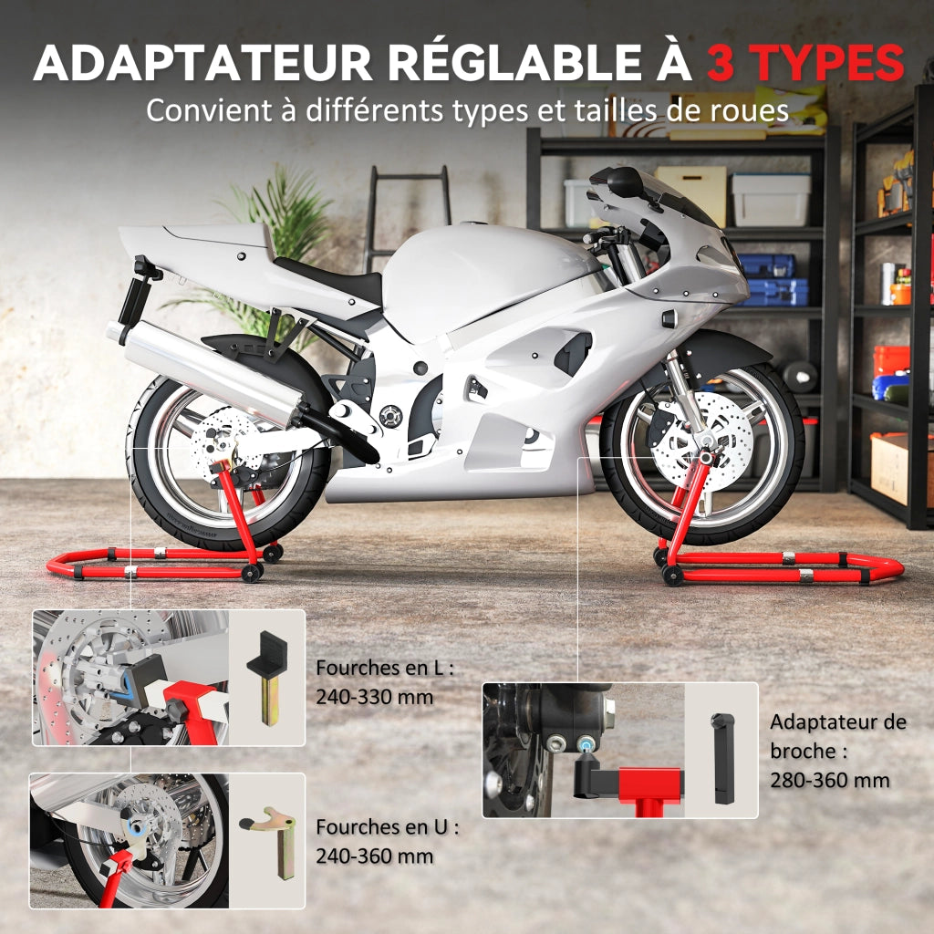 Cavalletto Moto ¨C zephmum ¨C Rosso, Acciaio, 43x36x64cm