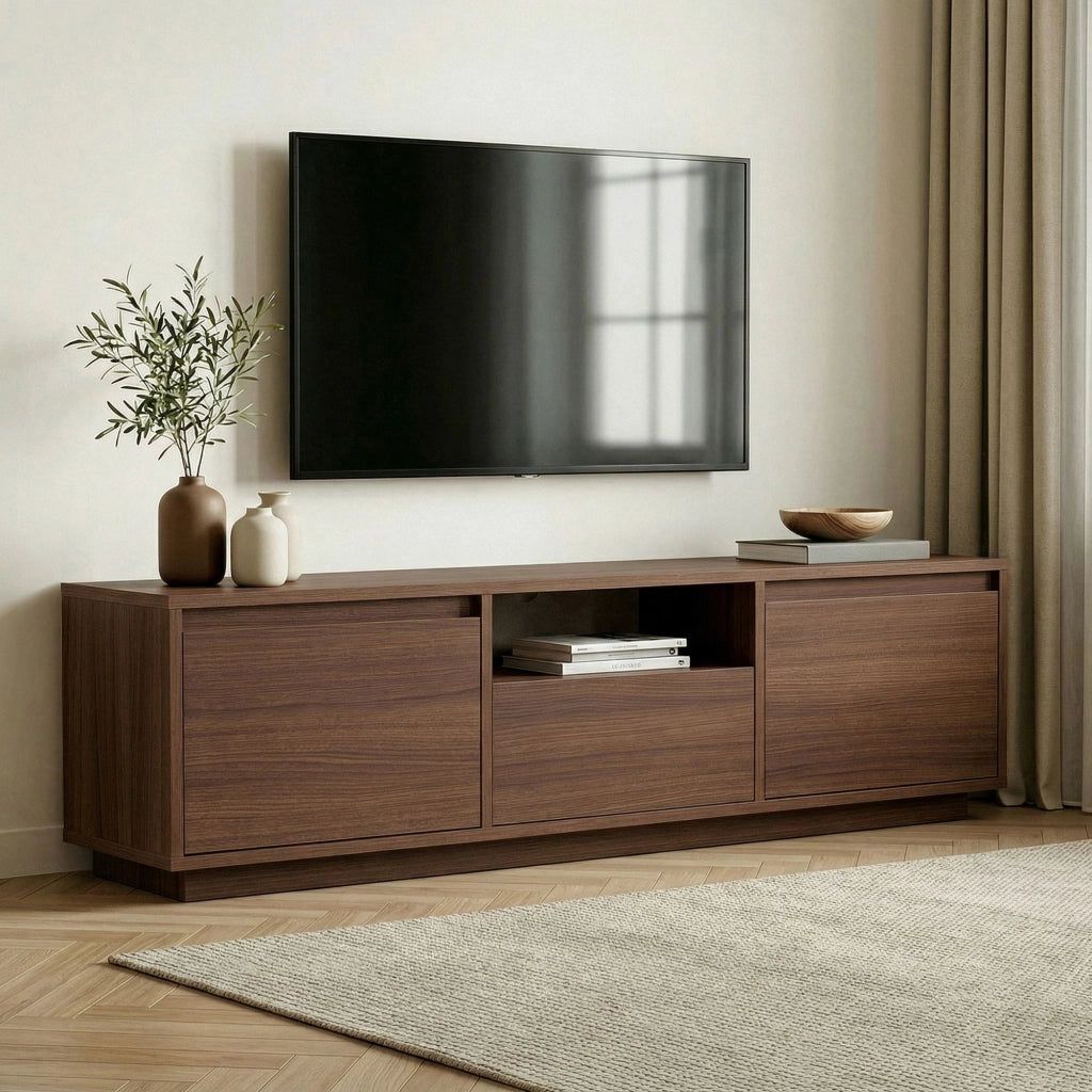 Morrigan, Mobile Porta tv un Ripiano, 160x30x42h cm Marrone Noce
