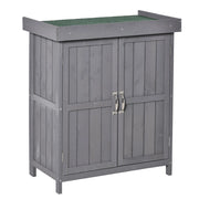 Armadietto da Giardino 2 Ante Tetto Apribile 74x43x88 cm in Legno di Abete Grigio Scuro