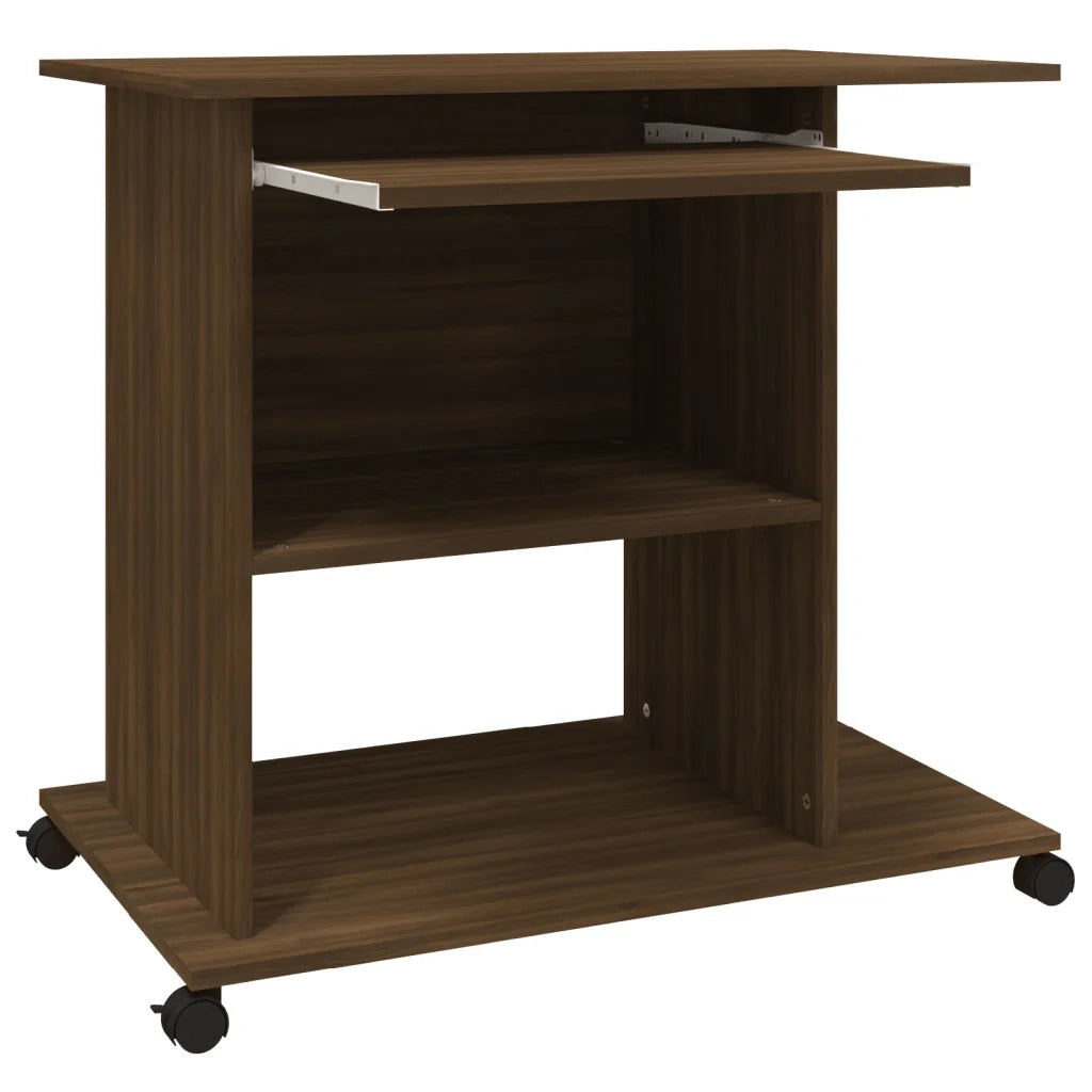 Scrivania | Tavolo da Ufficio Computer Rovere Marrone 80x50x75 cm Legno Multistrato