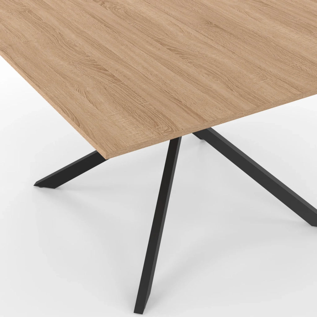 IDMarket - Tavolo da pranzo quadrato ALIX, legno e gambe a ragno nere, 8 persone, 110 cm