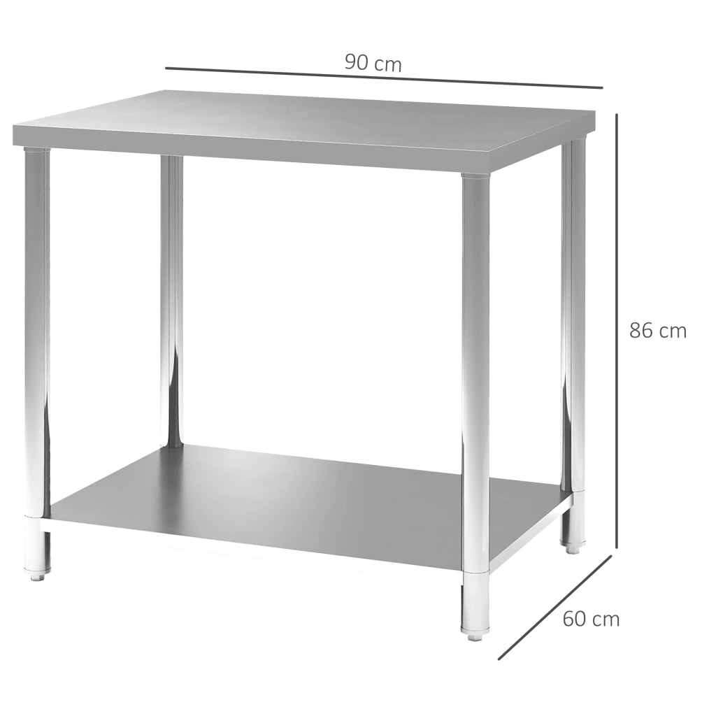 Tavolo da lavoro in acciaio inossidabile ¨C zephmum ¨C Argento 90x60x86