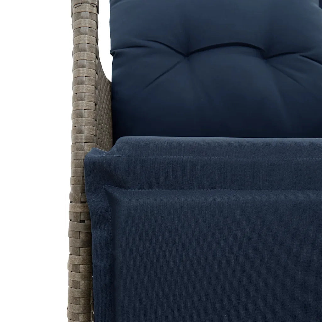 Sedia da Giardino | Sedie da Esterno reclinabile con cuscini grigia in polyrattan