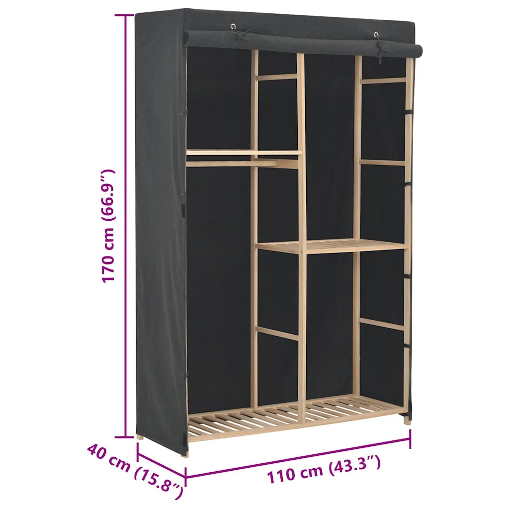 Armadio a 3 Ripiani Grigio 110x40x170 cm in Tessuto CFW2553130