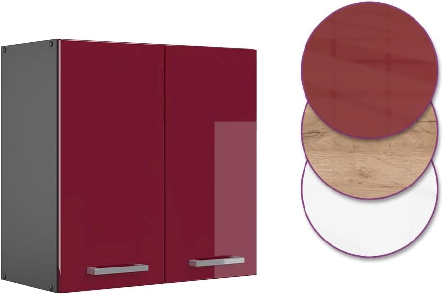 Pensile da cucina R-Line, Rosso lucido, 60 cm, per la libera combinazione all'interno di sistemi cucina modulari