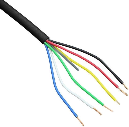 Cavo di alimentazione LED a 3 conduttori - 6x 034mm² - nero - 5 m - con guaina - flessibile - schermato - cavo di estensione LiYY