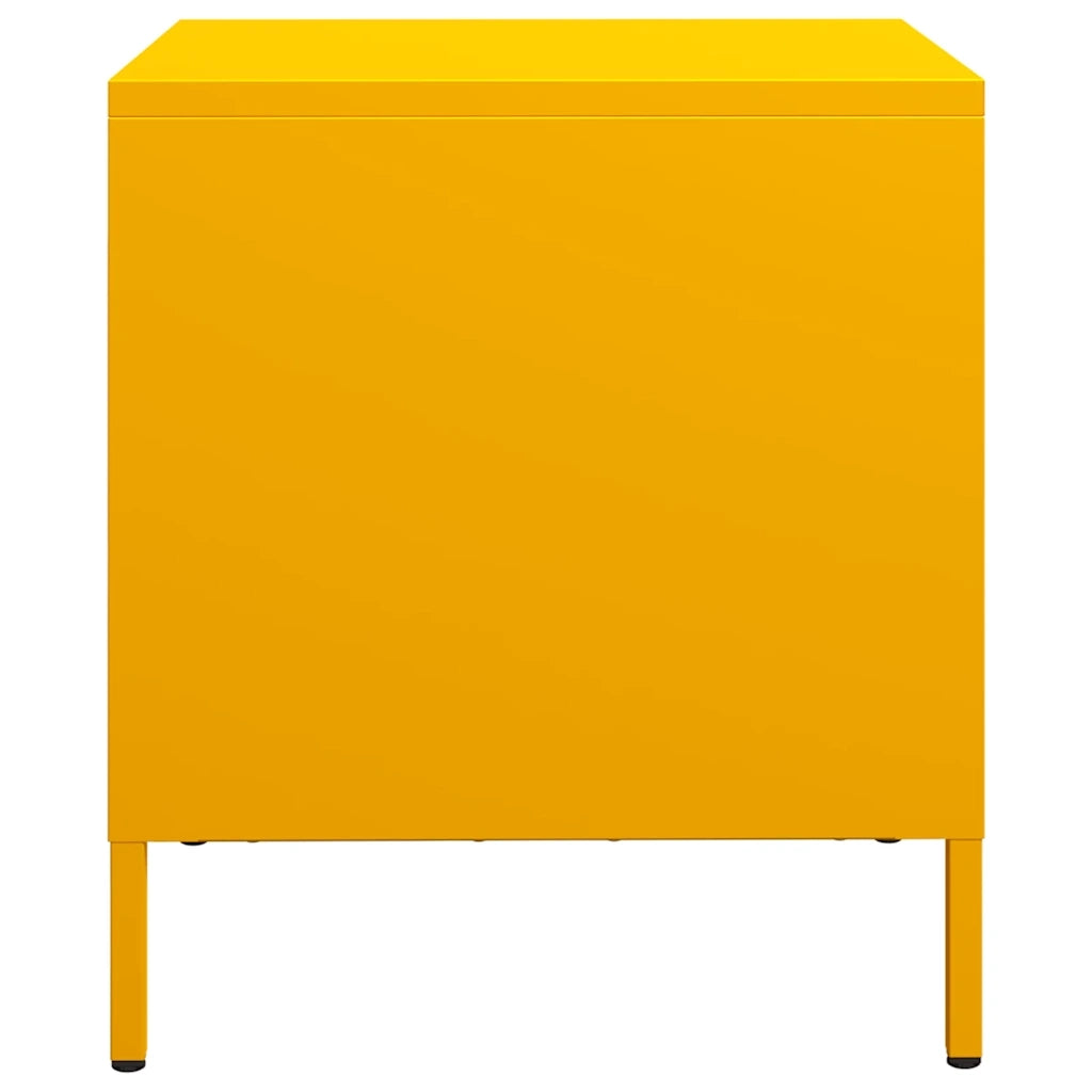 Comodini 2 pz-Set di 2 Tavolino da notte Giallo Senape 35x39x43,5 cm in Acciaio